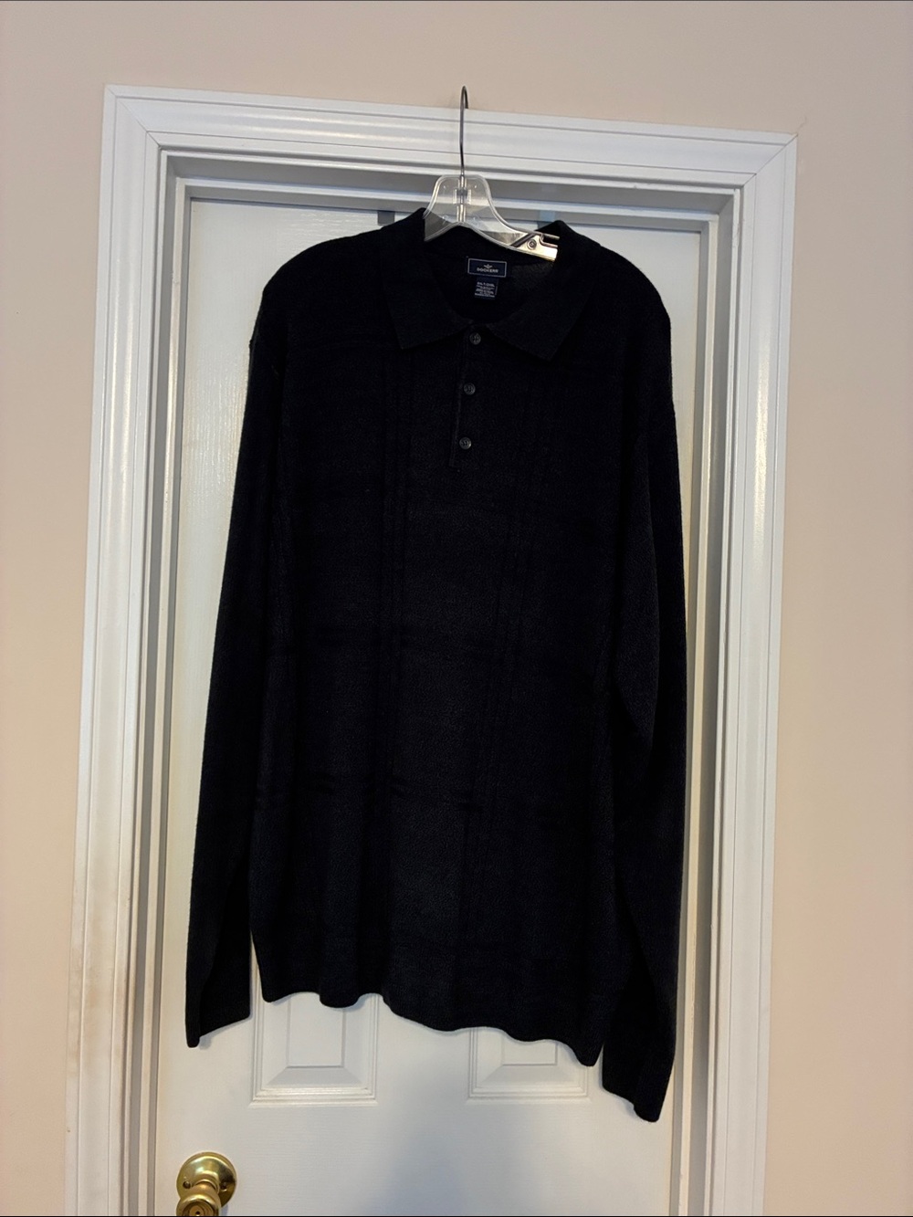 Men’s 2XLT Dockers Black Long-Sleeve Polo Sweater